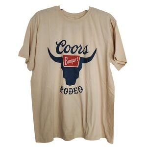 Coors Banquet Rodeo Graphic T Shirt Tan Large Mens Womens Unisex